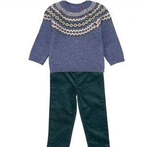 Edgehill Collection Baby Boys Long Sleeve Round Neck Sweater & Pull On Pants Set